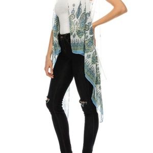 Jackets & Coats - Paisley Print Chiffon Vest Jackets & Coats - Paisley Print Chiffon Vest